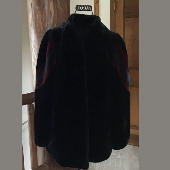 Casper Coat VTG Black M/L Borg velvet - Picture 3 of 11
